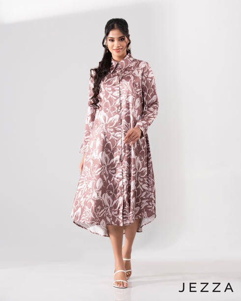 Versa Luxe: Printed Satin Midi Dress 65981