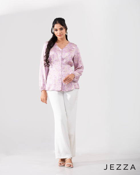 Soft Shine: Hip Length Satin Top 66891