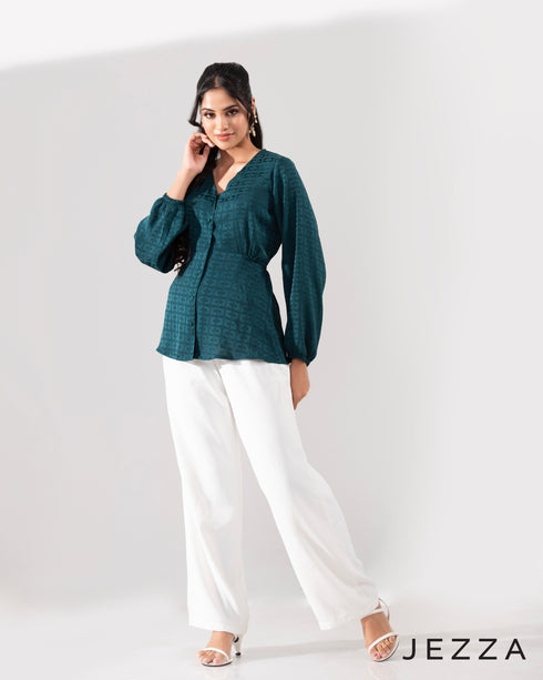 Soft Shine: Hip Length Satin Top 68171