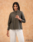 Refined Minimalism: Poly Cotton Mandarin Collar Top 60281