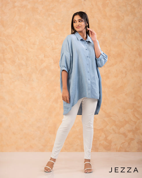 Easy Flow: Below-Hip Poly Cotton High-Low Top 67581