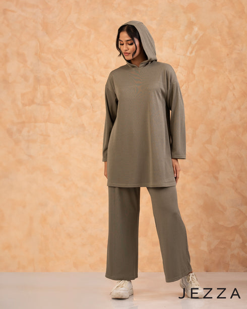 Textured Comfort: Crinkle Hoodie and Pant Set 67691 & 6770