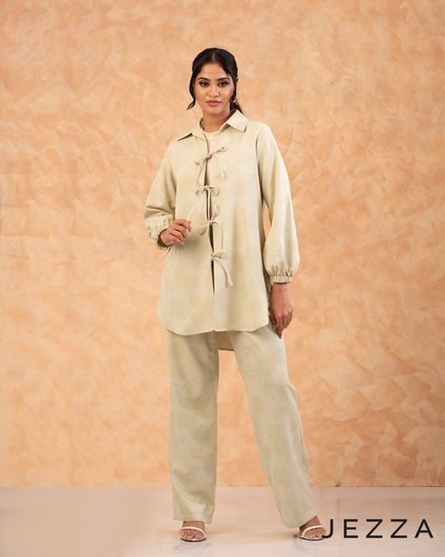 Chic Harmony: Bow-Tie Top and Pant Set 66761 & 6684