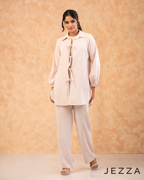 Chic Harmony: Bow-Tie Top and Pant Set 67981 & 6797