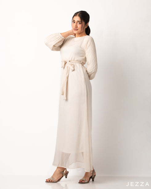 Ankle Length Dress With Tie Up Belt With An Inner Dress 53901/57921