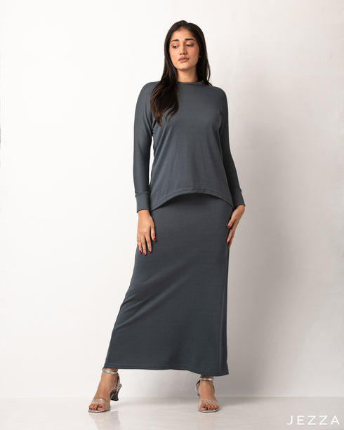 Cotton Knit Top & Skirt Set 56672/56682