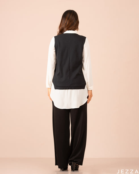 Hip Top With A Fusion Of Cotton Knit And Polyester 50782