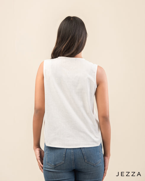 Timeless Detail: Pintuck Cotton Button-Down Top 70601