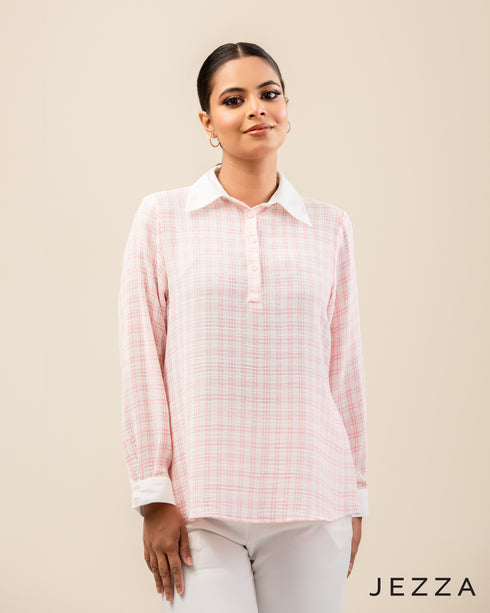 Classic Ease: Half-Placket Shirt Blouse 64951