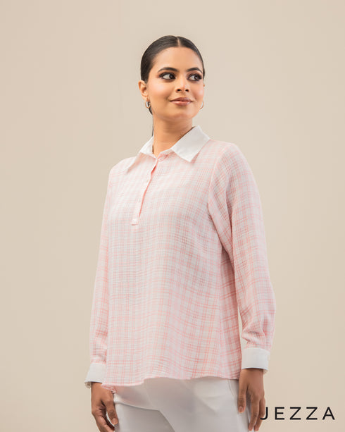 Classic Ease: Half-Placket Shirt Blouse 64951