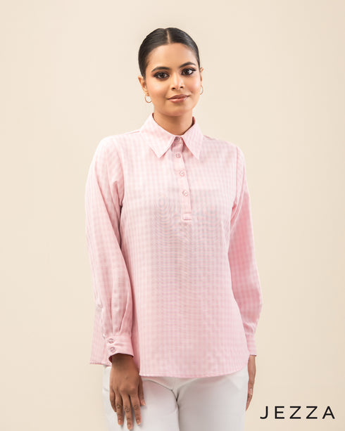 Classic Ease: Half-Placket Shirt Blouse 73111
