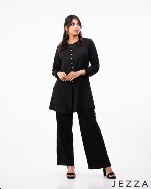 Glimmer Duo: Polyester-Lurex Top and Pant Set 75441