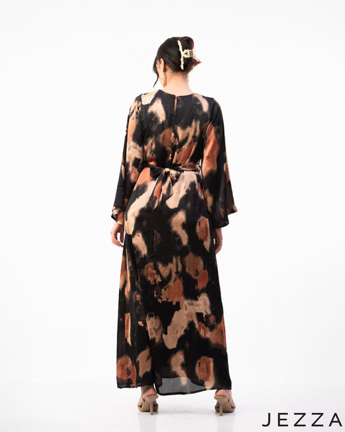 Timeless Allure: Satin Belted A-Line Dress 76341