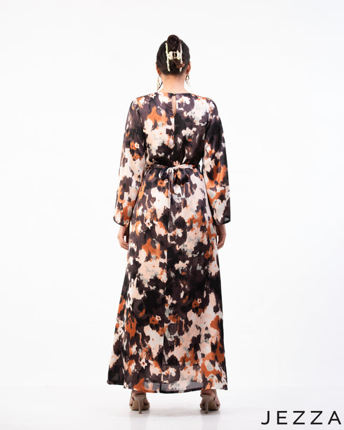 Timeless Allure: Satin Belted A-Line Dress 76331