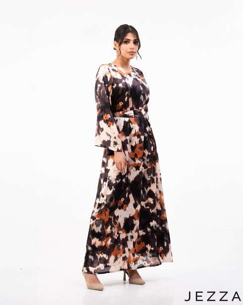 Timeless Allure: Satin Belted A-Line Dress 76331