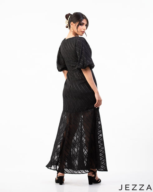 Regal Elegance: Brocade A-Line Dress 68321