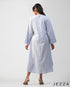 Soft Poise: Linen Midi Dress with Front Yoke Gathers 75721