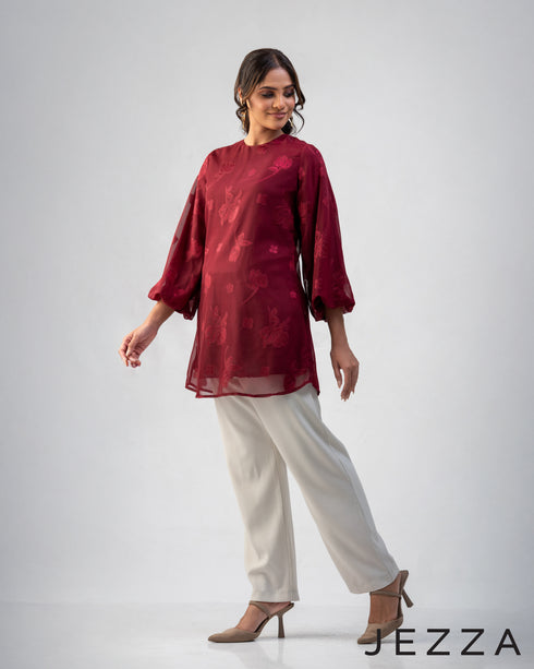 Grace Whisper: Brocade Chiffon Top 72181