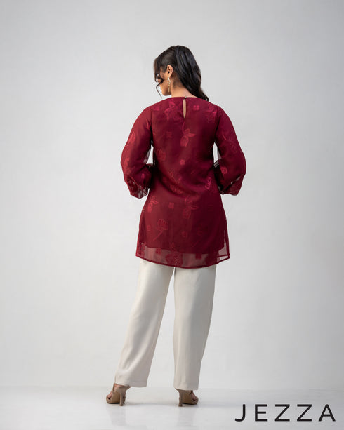 Grace Whisper: Brocade Chiffon Top 72181