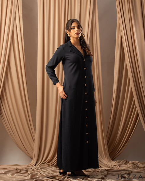 Timeless Essential: Black Twill A-Line Dress 76751