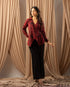 Effortless Resortwear: The Red & Black Linen V-Neck Top 71231