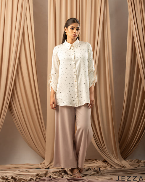 Classic Play: Polka Dot Satin Top with Collar & Collar Band 76861