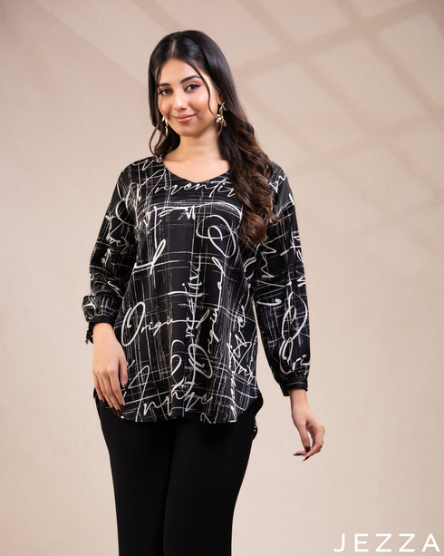 Modern Harmony: The Relax Fit Satin Round-Neck Top 76951