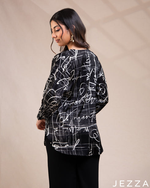 Modern Harmony: The Relax Fit Satin Round-Neck Top 76951