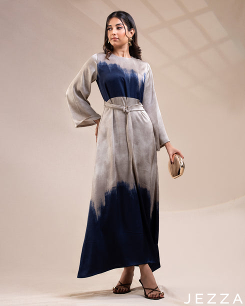 Classic Grace: The Regular-Fit Satin A-Line Dress 76871