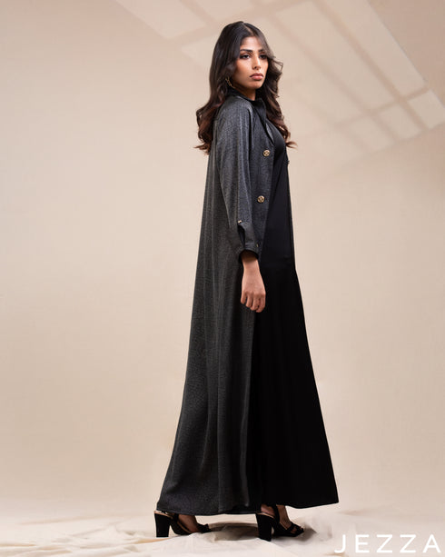 Relaxed Poise: Twill & Satin Dress 76311