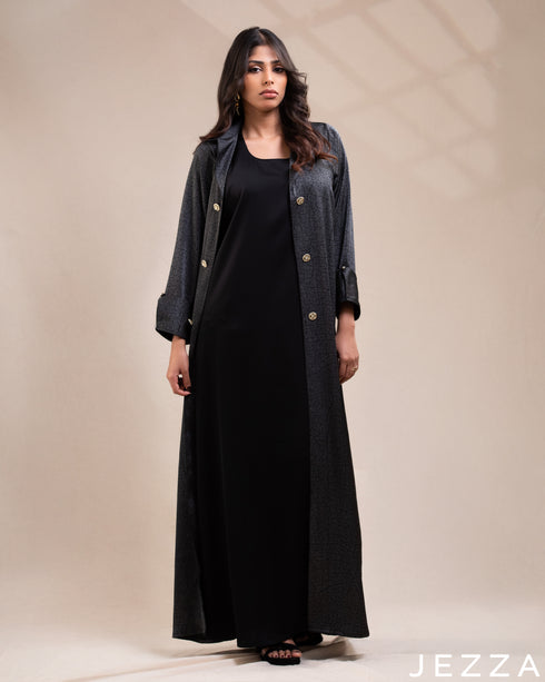 Relaxed Poise: Twill & Satin Dress 76311