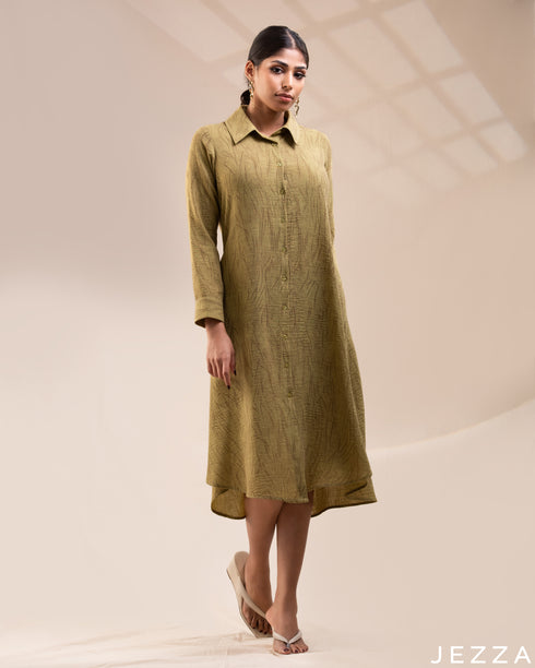 Timeless Olive Linen Dress-Top 76291
