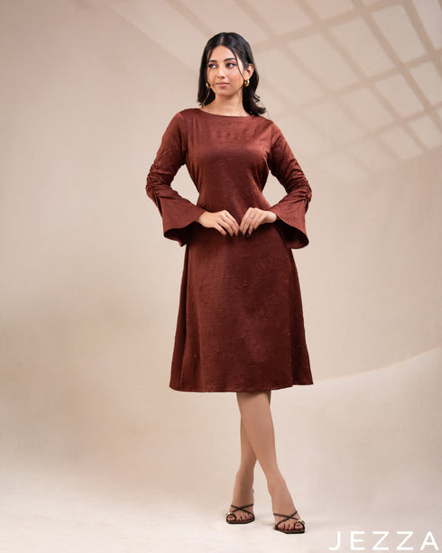 Refined Flow: The Regular-Fit Below Knee-Length Dress-Top 75851