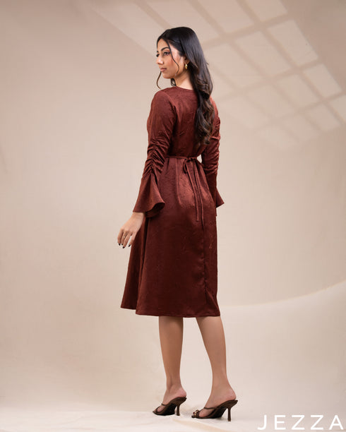 Refined Flow: The Regular-Fit Below Knee-Length Dress-Top 75851