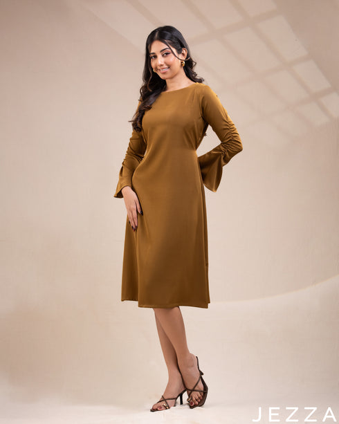 Refined Flow: The Regular-Fit Below Knee-Length Dress-Top 77291