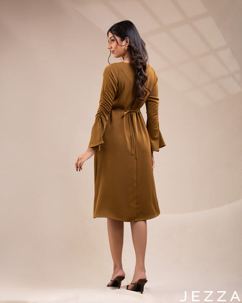 Refined Flow: The Regular-Fit Below Knee-Length Dress-Top 77291