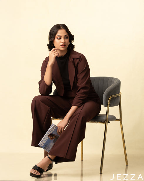 Tailored Poise: Lapel-Collar Jacket & Pant Set 68291/68301