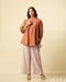 Earthy Charm: Mandarin Collar Terracotta Hip Top 77231