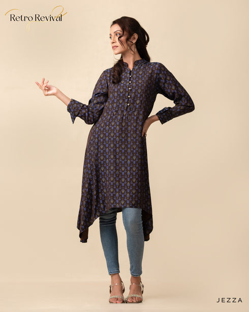 Printed Polyester Top with Decorative Hem 56602