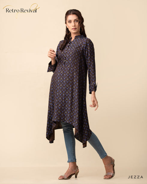 Printed Polyester Top with Decorative Hem 56602