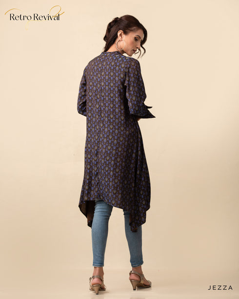 Printed Polyester Top with Decorative Hem 56602