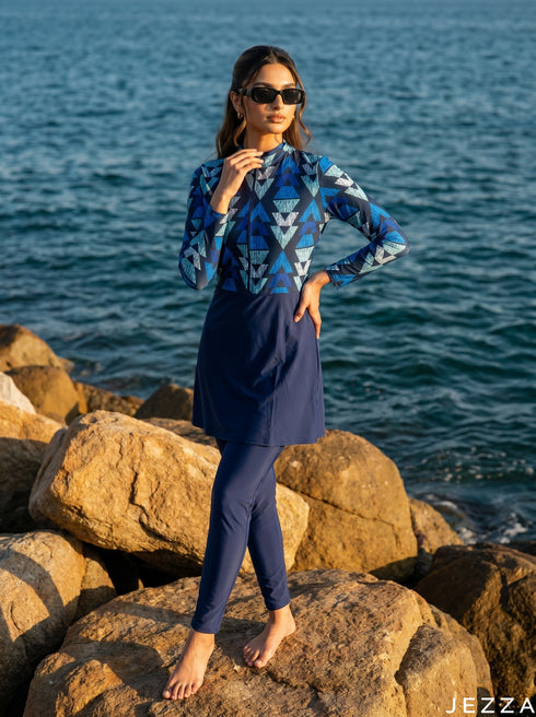 Coastal Motion: Geometric Swimwear Set 89792