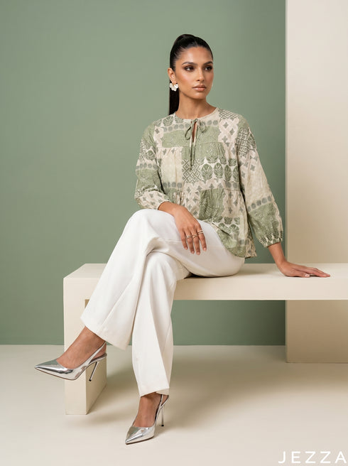 Artisan Patch: Printed Rayon Hip Top 87601