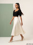 Noir Veil: Black Organza Crop Top 87291