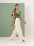 Verdant Romance: Fern Cotton Crop Top 86932