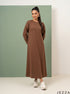 Cinnamon Drift: Brown Rib Knit A-Line Dress 77211