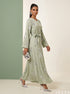 Glow Garden: Green Embroidered Maxi Dress 83241