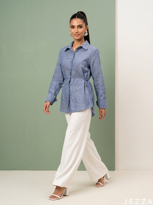 Denim Mist: Light Blue Cotton Top 86951