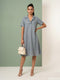 Skyline Ease: Light Blue Slub Polycotton NM Dress 82893