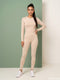 Neutral Flow: Cream Jersey Leggings 87061
